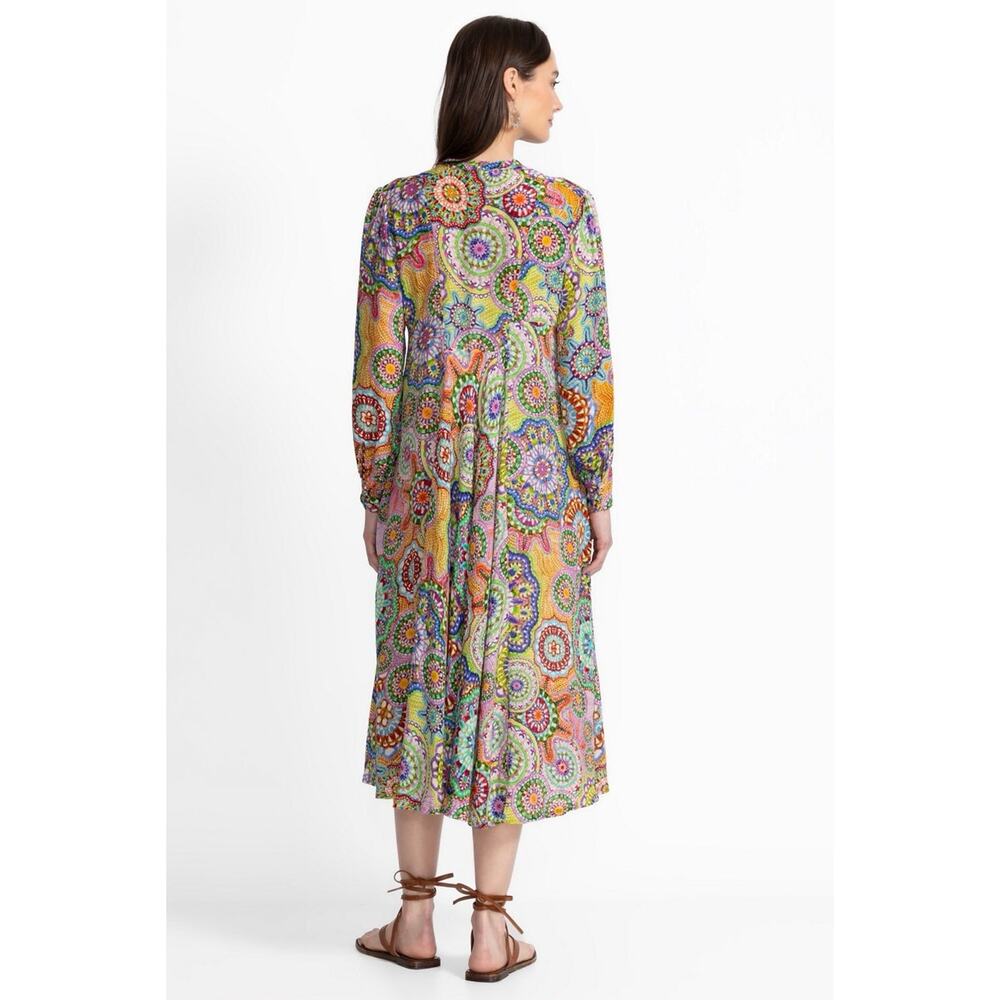 Johnny Was KIONAH DRESS Funky Print Maxi Silk Dress XS - Picture 4 of 7